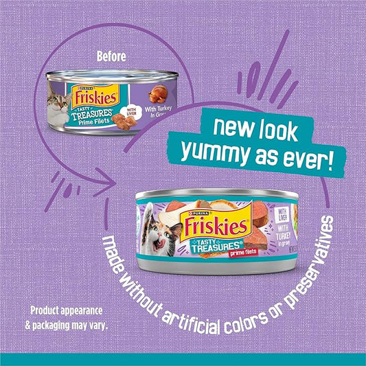 Purina Friskies Wet Cat Food Tasty Treasures With Turkey and Liver in Gravy - (Pack of 24) 5.5 oz. Cans