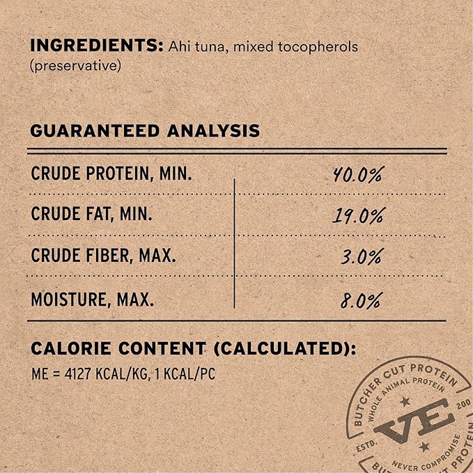 Vital Essentials Freeze Dried Cat Treats | Ahi Tuna Bites, Single Protein | Premium Quality | Grain Free, Crunchy Cat Treats, 1.1 oz Bag