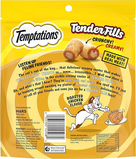 Temptations Tender Fills Crunchy and Soft Adult Cat Treats,Roasted Chicken Flavor,11.6 oz. Pouch,(Pack of 2)
