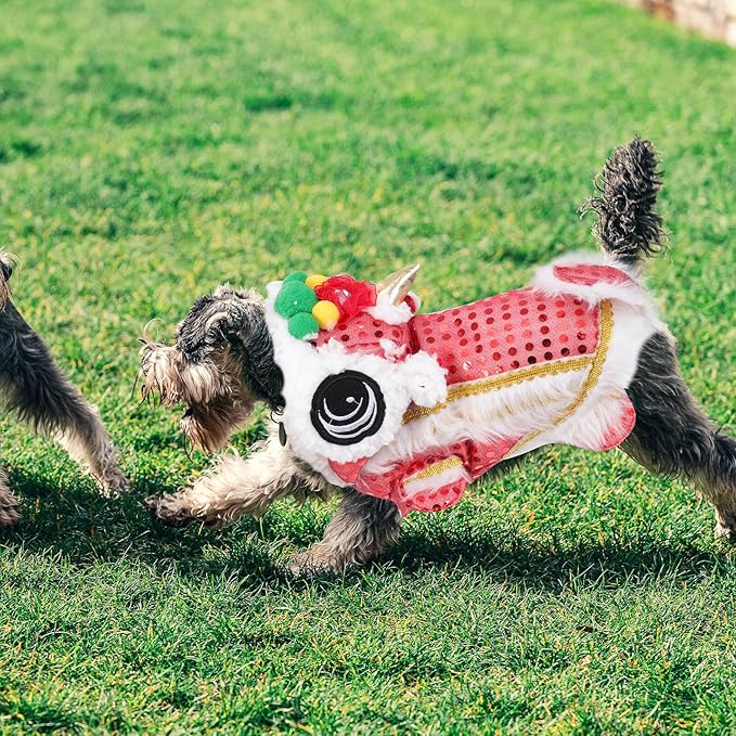SOLUSTRE Lion Dance Dog Costume XL Red Pet Party Clothing New Year Pet Supplies Dog Clothes Red Festival Lion Dance Coat for Puppy’s Festive Photography Prop