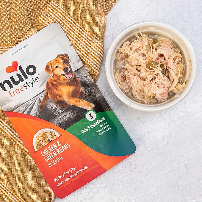 Nulo Freestyle Chicken & Green Beans in Broth Real Meat Dog Food Topper, 2.8 Ounce (Pack of 6)