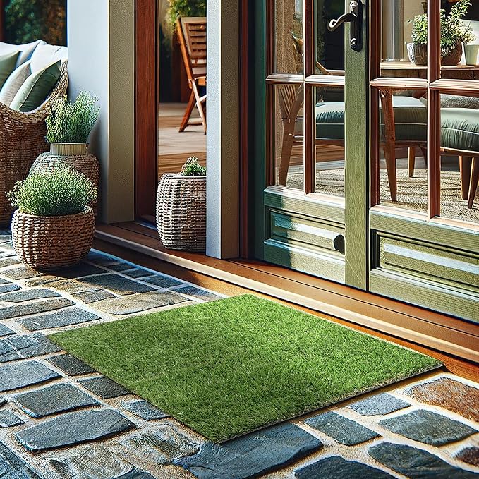 Sweet Home Stores Lifelike Artificial Grass Area Rug 3x4 Indoor/Outdoor with Drainage Holes, Customizable Thick High Pile for Backyards, Patio, Bedroom Rug, 2'7" x 4'