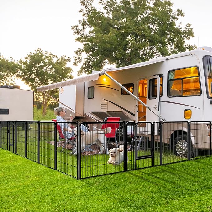 Yaheetech Dog Playpen Outdoor, 32 inch 24 Panels Dog Pen Indoor Heavy Duty Puppy Exercise Pen Metal Pet Fence for RV Camping/Yard/Garden