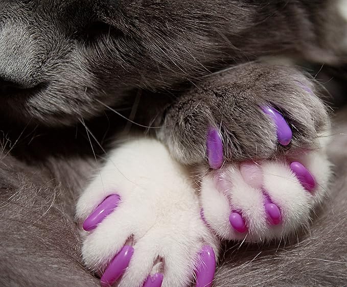Kitty Caps Nail Caps for Cats | Spring Green with Glitter & Ultra Violet, 40 Count, Large - 3 Pack | Safe, Stylish & Humane Alternative to Declawing | Stops Snags and Scratches
