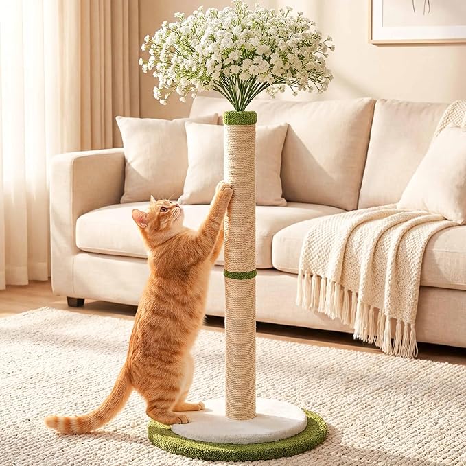 CWV 45" Tall Cat Scratching Post, Cute Starlight Bouquet Cat Scratcher for Indoor Adult Cats & Kittens, Cat Tree with Sturdy Base, Sisal Rope, Interactive Toys & Cat Gifts, Rascadores para Gatos
