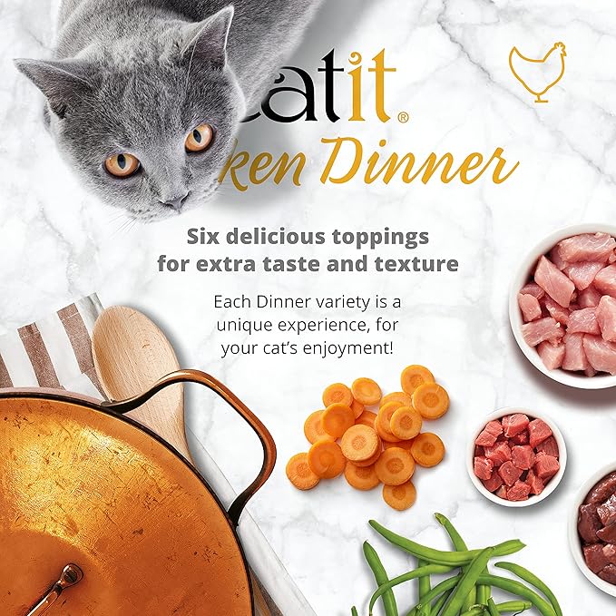Catit Chicken Dinner with Salmon & Carrot – Hydrating and Healthy Wet Cat Food for Cats of All Ages (Pack of 6)