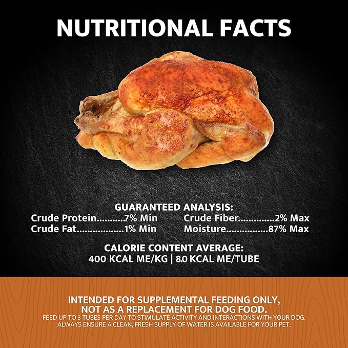 Wild Eats Lickable Dog Treat Rotisserie Chicken 4 ct, High Protein Dog Puree Snack or Meal Topper for All Breeds, Small, Medium and Large Dogs