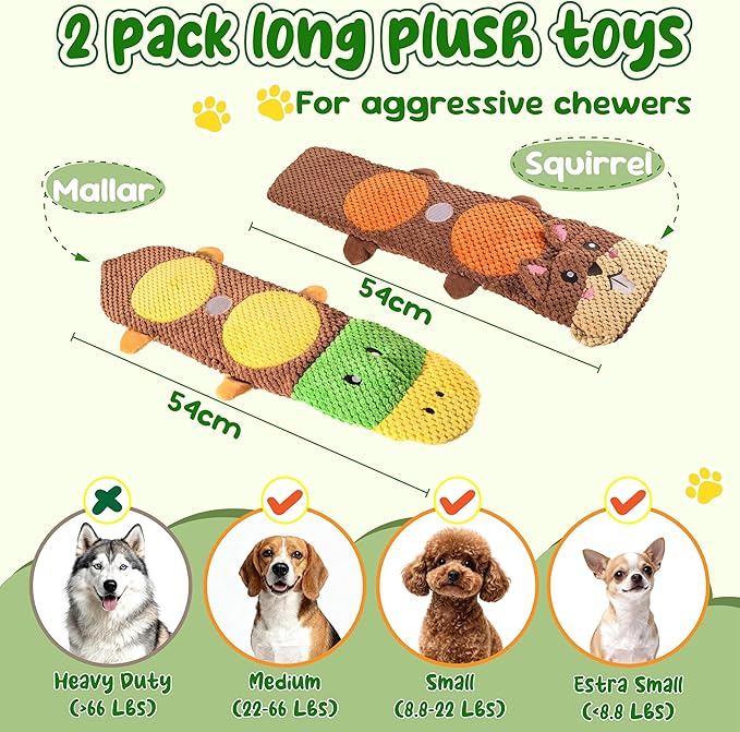 Dog Toys for Aggressive Chewers: 2 Pack Interactive Dog Toys for Boredom and Teething, Snuffle Mat for Dogs Squeaky Chew Toy for Small, Medium Breed to Keep Them Busy