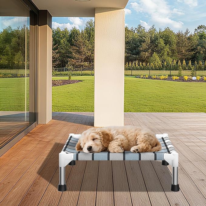 Elevated Outdoor Raised Dog Bed Outdoor Dogs Bed Lifted Pet Bed Dog Cot for Pet Taste Life, Start with A Pet Bed 20'' x 20'' x 6.5''