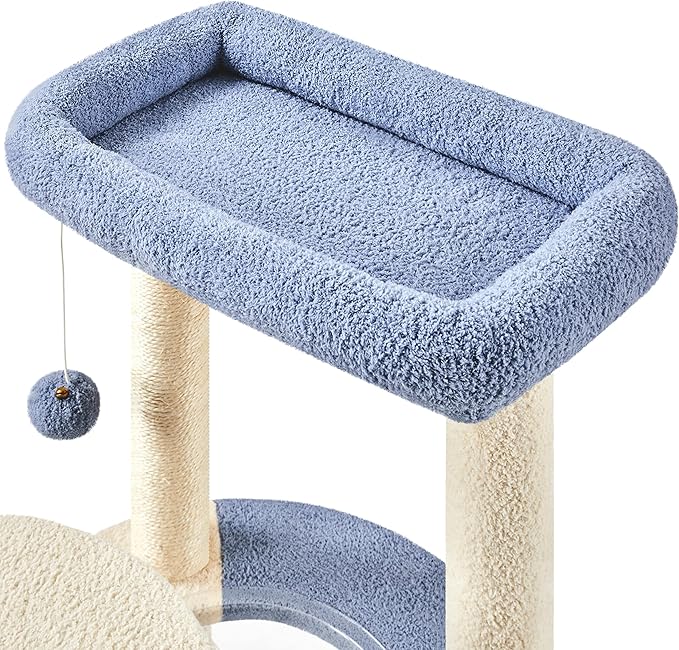 Yaheetech Cat Scratching Posts with Cat Bed, 35in Cat Scratcher with 2 Scratching Posts for Indoor Cats, Sisal Scratch Posts with Replaceable Ball for Kittens Adults Cats