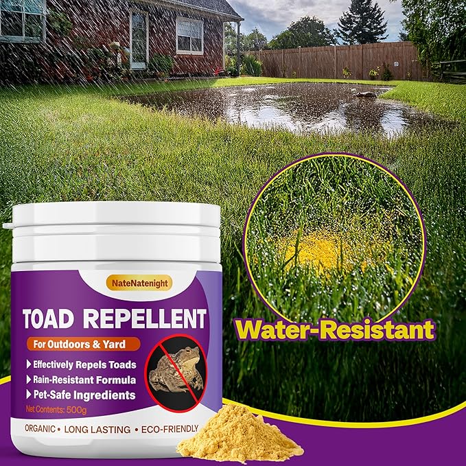 Toad Repellent, Powerful Formula to Keep Frogs and Toads Out of Your Yard & Outdoor Spaces, Safe for Dogs & Pet, 500g Powder
