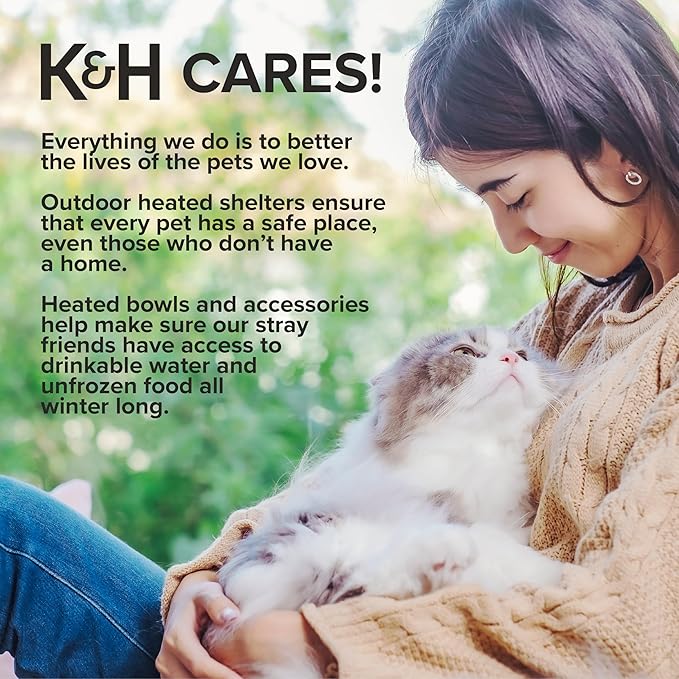 K&H Pet Products Heated Outdoor Cat House for Outside - Thermo Mod Kitty Shelter, Insulated, Waterproof, Heated Floor, Washable Cover, Safety Listed - Small 21 X 14 X 13in Gray 20W