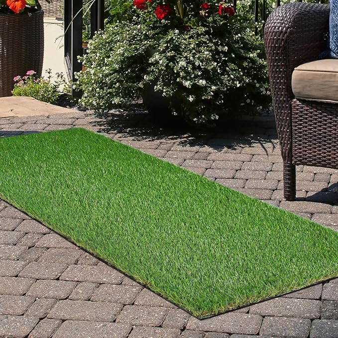 GLOBREEN 2X6 FT Artificial Turf Grass Runner Rug for Dogs, Thick Realistic Fake Grass for Patio, Balcony, Indoor Outdoor Puppy Potty Training Turf, with Drainage Hole