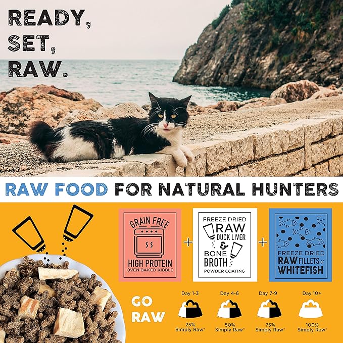 Nature's Diet Ultimate Raw : Cat Kibble with Freeze-Dried Raw Whitefish, Duck Liver, Bone Broth, Herring & Superfoods