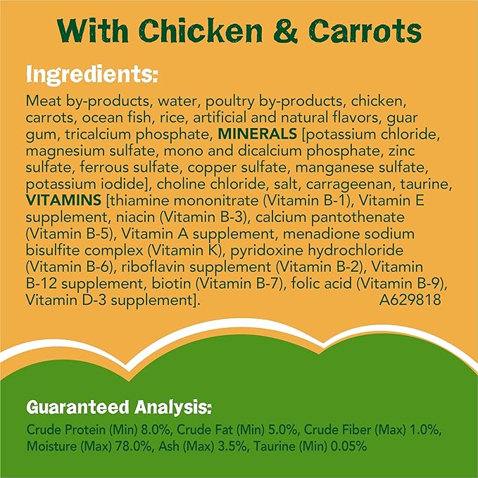 Friskies Pack of 12-5.5 OZ CANS Farm Favorites Pate` with Natural Chicken & Carrots (12) Cans