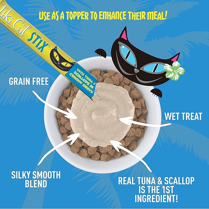 Tiki Cat Stix Wet Treats, Grain Free Lickable in Creamy Gravy