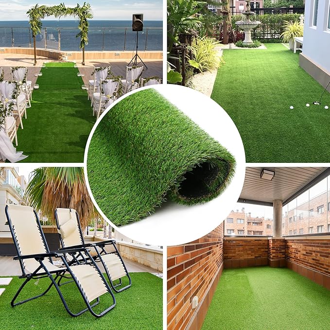 GLOBREEN 2X6 FT Artificial Turf Grass Runner Rug for Dogs, Thick Realistic Fake Grass for Patio, Balcony, Indoor Outdoor Puppy Potty Training Turf, with Drainage Hole