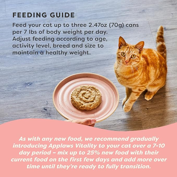 Applaws Vitality Wet Cat Food Paté, Natural Cat Food with Added Vitamins & Minerals, Grain-Free, Carrageenan Free, Tuna Fillet Recipe (24 Count, 2.47 oz Cans)
