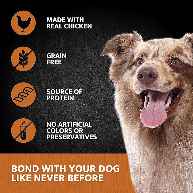 Wild Eats Lickable Dog Treat Rotisserie Chicken 4 ct, High Protein Dog Puree Snack or Meal Topper for All Breeds, Small, Medium and Large Dogs