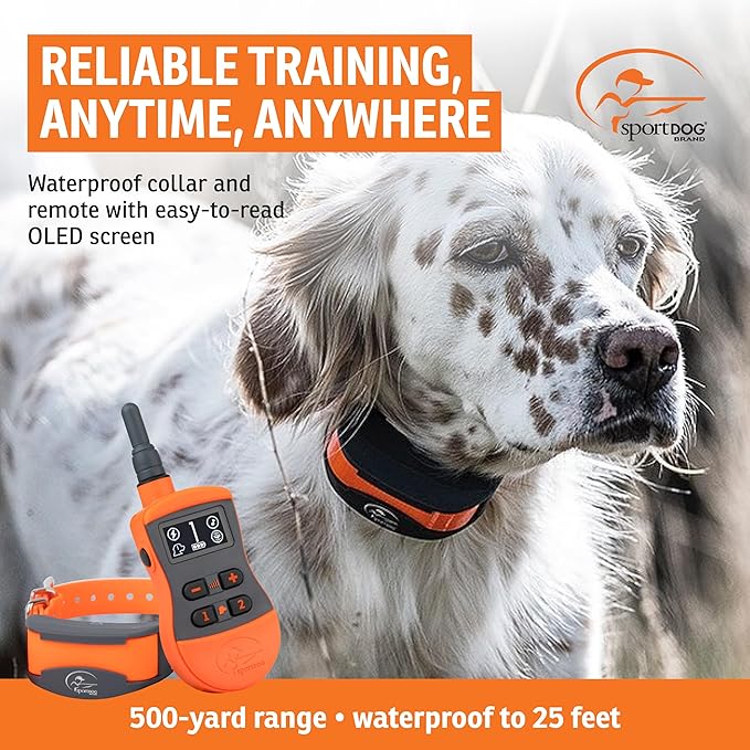 SportDOG SportTrainer Remote Trainer - Reliable Off-Leash Control - OLED Screen - Waterproof Dog Training Collar - Rechargeable E-Collar - 500-Yard Range - Orange