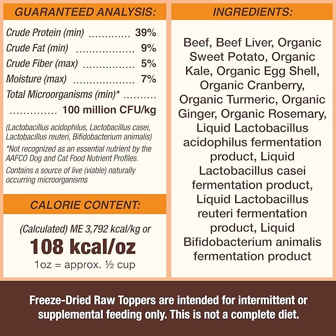 Primal Dog Food Toppers & Cat Food Toppers, Cupboard Cuts, Grain Free Meal Mixers with Probiotics, Raw Freeze Dried Dog Treats & Cat Treats, Great for Training (Beef, 3.5 oz)