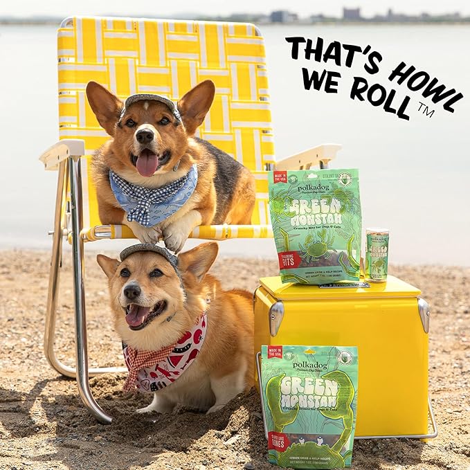 Polkadog Green Crab & Kelp Crunchy Training Bits - All Natural, Limited Ingredient, Premium Training Treats for Dogs, Omega-3 Rich. Great for Allergies, Handcrafted in USA - 7oz (1pk)
