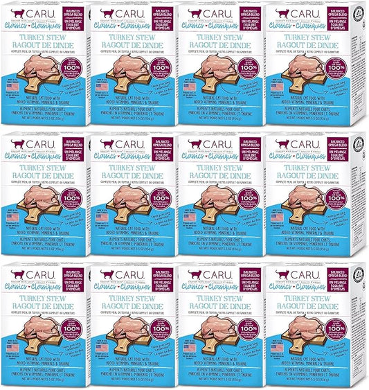 Caru - Classics Turkey Stew - For Cats - Supports Overall Pet Health - Wet Cat Food/Meal Topper - Human Grade Ingredients - Non-GMO - Made in USA - 5.5 oz - Case of 12