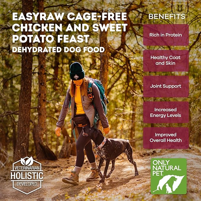 Only Natural Pet - EasyRaw Dehydrated Raw Dog Food Formula, Contains Real Wholesome Nutrition, Low Glycemic, Paleo Friendly, Non-GMO - Chicken & Sweet Potato Flavor - 2 lb Bag (Makes 10 lbs)-C2