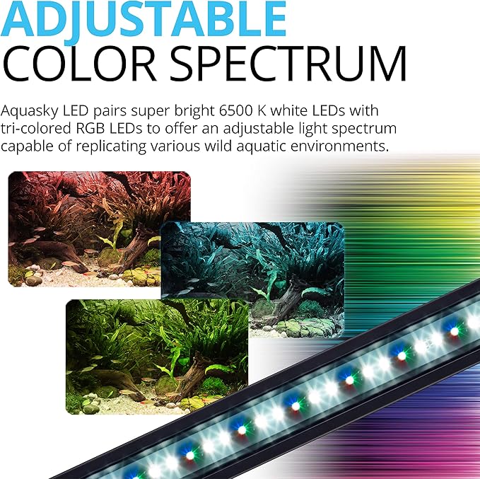 Fluval Aquasky 2.0 Bluetooth LED Aquarium Light – 27W, 36–48" | RGB + 6500K White | App-Controlled with 24-Hour Light Cycle & Weather Effects | IP67 Waterproof | Wide 120 Coverage