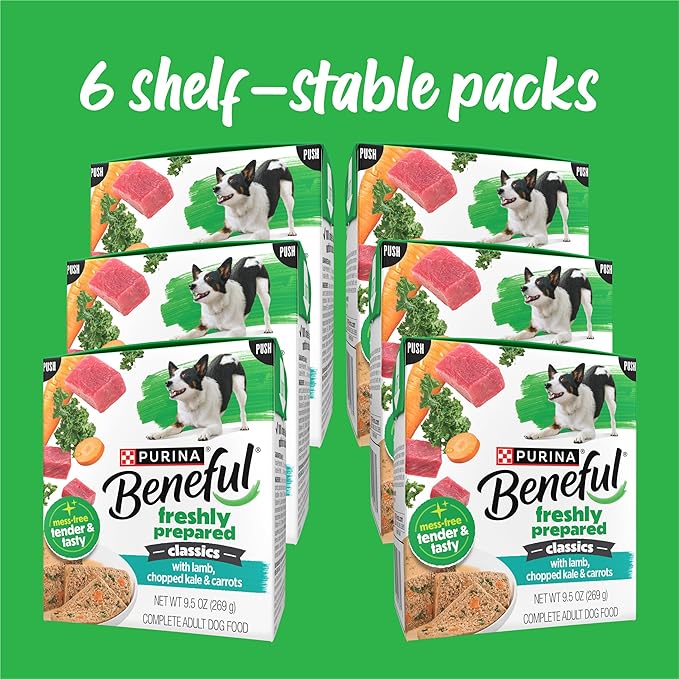 Purina Beneful Freshly Prepared Classics with Lamb, Chopped Kale and Carrots Pate Dog Food - 9.5 oz Carton (Pack of 6)