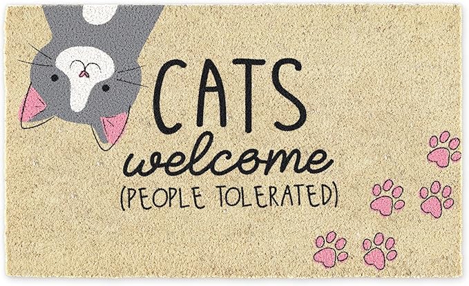 DII Pet Print Collection Natural Coir Doormat, 17x29, Cats Welcome