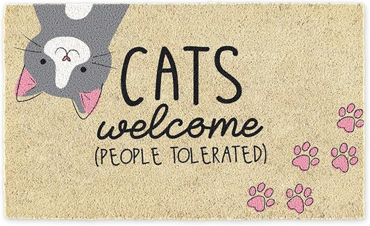 DII Pet Print Collection Natural Coir Doormat, 17x29, Cats Welcome