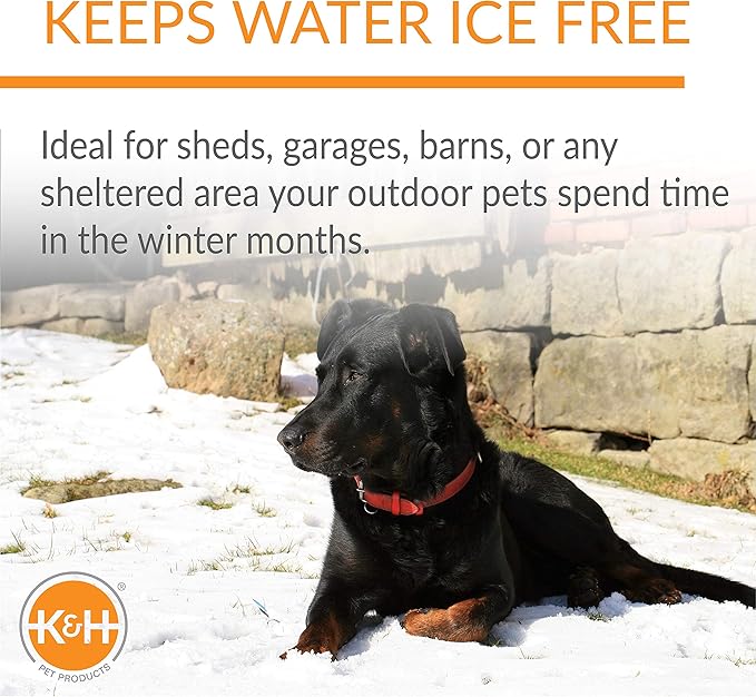 K&H Pet Products Thermal-Bowl Heated Water Bowl for Cats & Dogs Outside, Safety Listed Outdoor Heated Dog Dish for Pets, Automatic No Freeze, Anti Chew Cord - 102 Ounces Stainless 25W