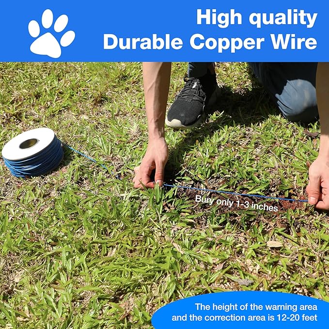 Underground Dog Fence System - Extremely Professional Electric Fence for Dogs for Easy Setup and Waterproof, Wireless Collars with Tone/Shock for 2 Dogs