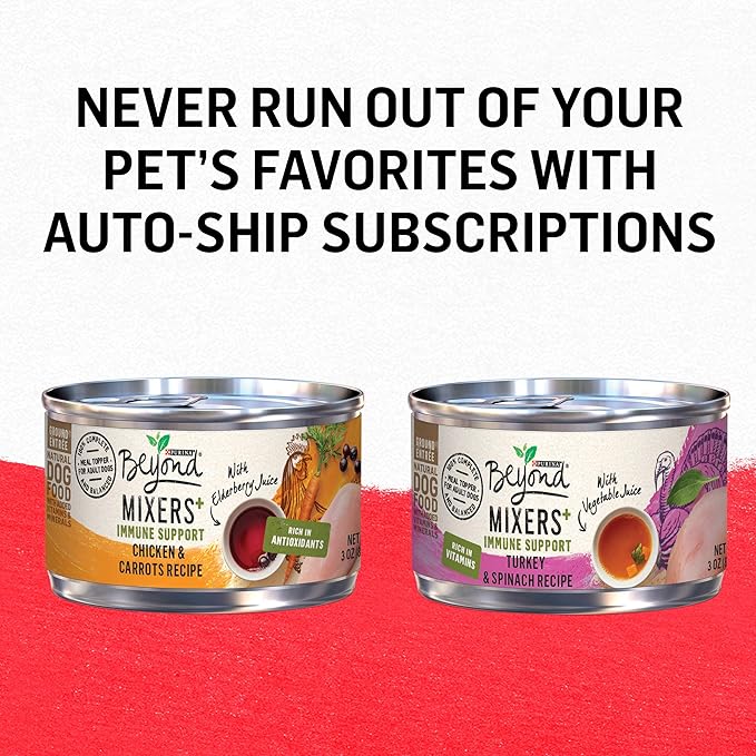 Beyond Purina Natural Wet Dog Food Complement Variety Pack, Mixers+ Immune Support Chicken & Turkey Recipes - (6) 3 oz. Cans