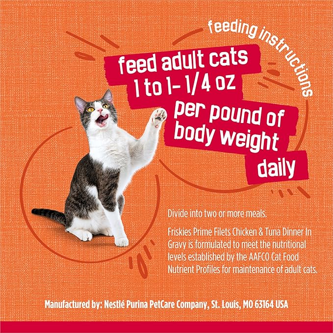 Purina Friskies Prime Filets Chicken and Tuna Dinner in Wet Cat Food Gravy - (Pack of 24) 5.5 oz. Cans