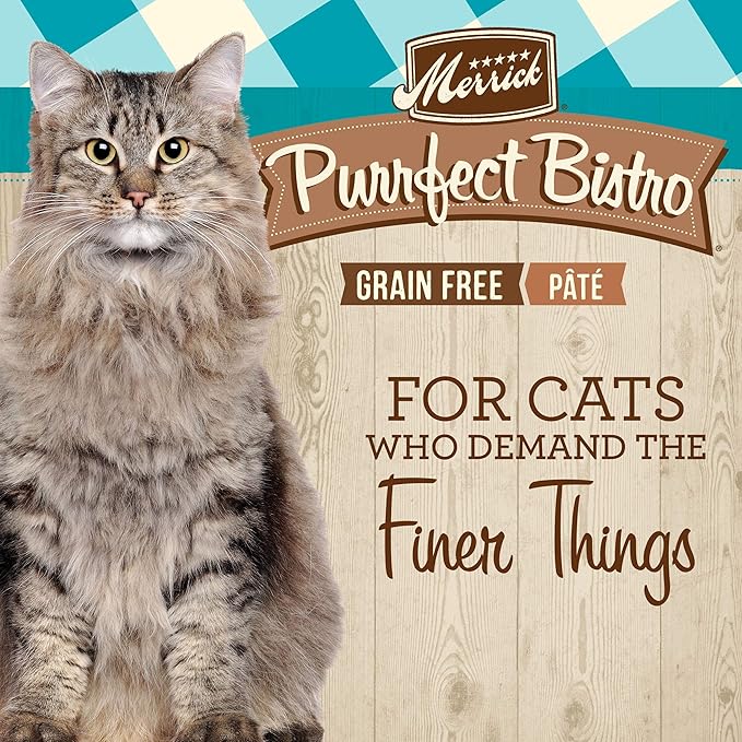 Merrick Purrfect Bistro Grain Free Premium Soft Canned Pate Adult Wet Cat Food, High Protein Duck Recipe - (Pack of 24) 3 oz. Cans