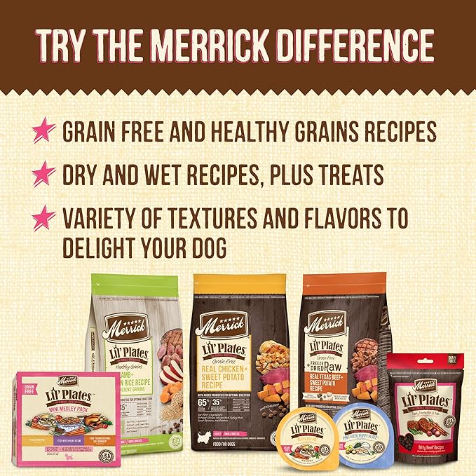 Merrick Lil’ Plates Grain Free And Gluten Free Natural Wet Dog Food For Small Dogs, Soft Little Lamb Chop Stew - (Pack of 12) 3.5 oz. Tubs