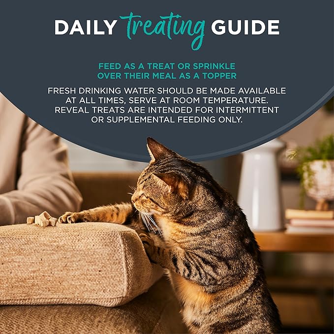 Reveal Natural Freeze-Dried Cat Treats, Single Ingredient, Grain Free, High Protein, Perfect for Training, Treating or Snacking, Chicken Breast Bites (8 x 0.88 oz Bags)