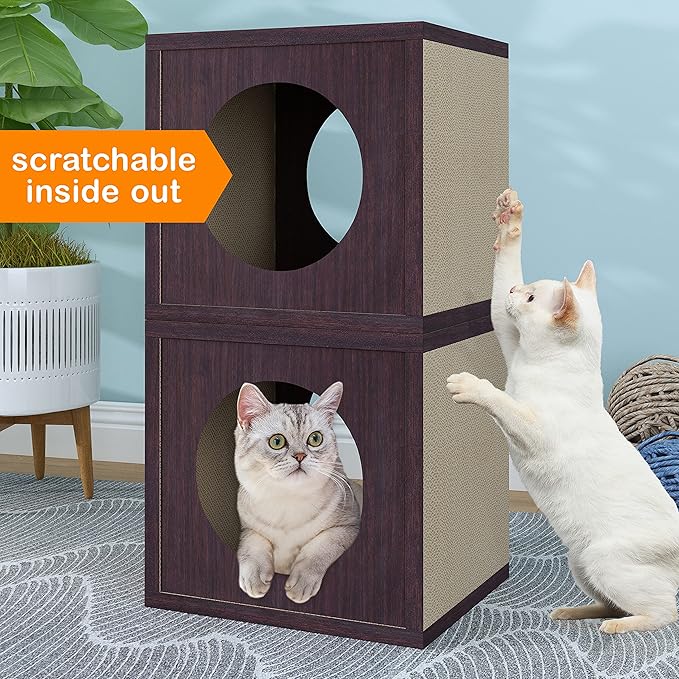 Way Basics Cat Scratching Post House Cube Scratcher (Tool-Free Assembly)