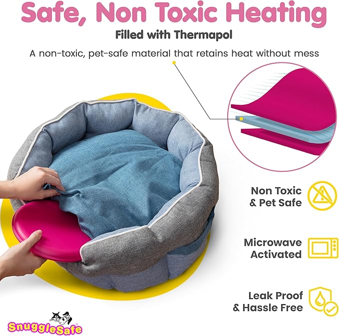 SnuggleSafe Original Microwave Heat Pad for Pets - Chew Proof, Water Resistant Heating Disc for Dogs, Cats, Rabbits, Guinea Pigs and Small Animals - Up to 10 Hours Warmth
