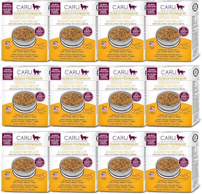 Caru - Classics Chicken Stew - For Dogs - Supports Overall Pet Health - Wet Dog Food/Meal Topper - Human Grade Ingredients - Grain, Corn & Soy Free - Non-GMO - Made in USA - 12 oz - Case of 12