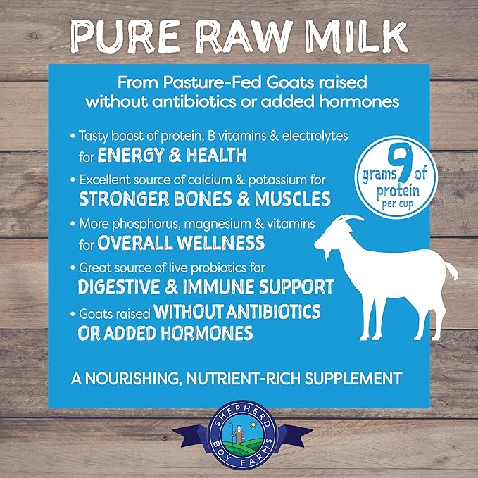 Shepherd Boy Farms Freeze Dried Raw Goats Milk with Probiotics for Dogs & Cats (Classic), High Protein Digestible Goat Milk for Sensitive Stomachs, Food Topper, Dog Camping Essentials - Makes 32 FL OZ