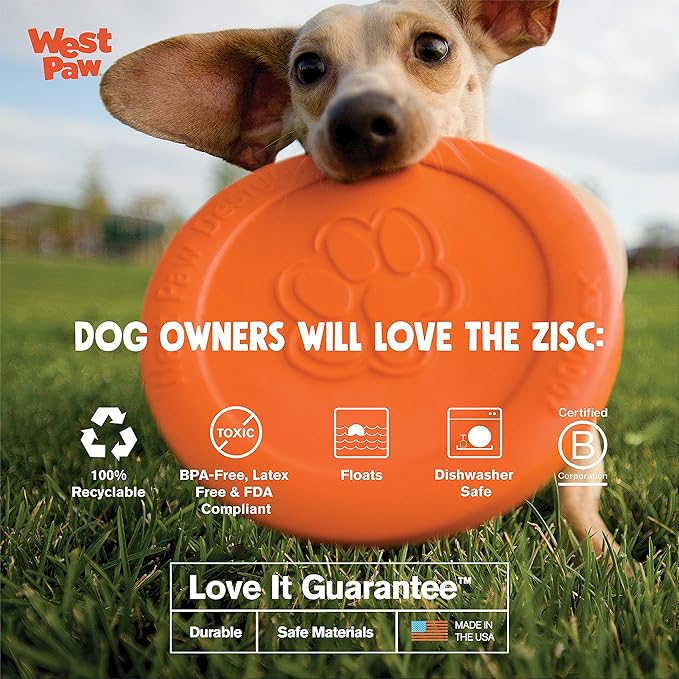 WEST PAW Zogoflex Zisc Dog Flying Disc, High Flying Aerodynamic Disc for Dogs Puppy – Lightweight, Floatable Disc for Fetch, Tug of War, Catch, Play – Doubles as Food/Water Bowl, Large, Granny Smith