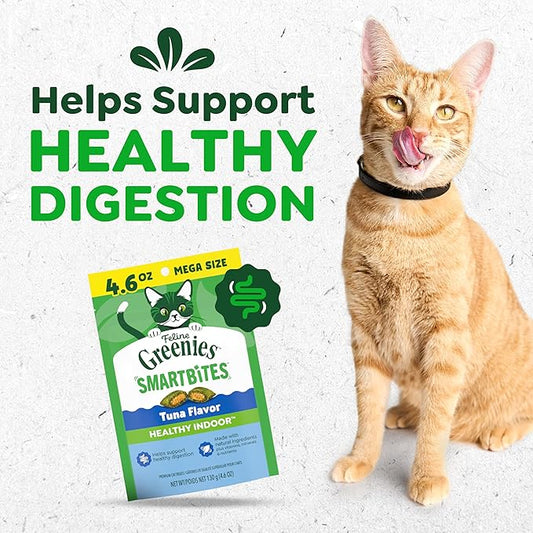 Greenies Feline Smartbites, Cat Treats Healthy Recipe, Indoor Cat Treats, Tuna Flavor, 4.6 oz. Pack