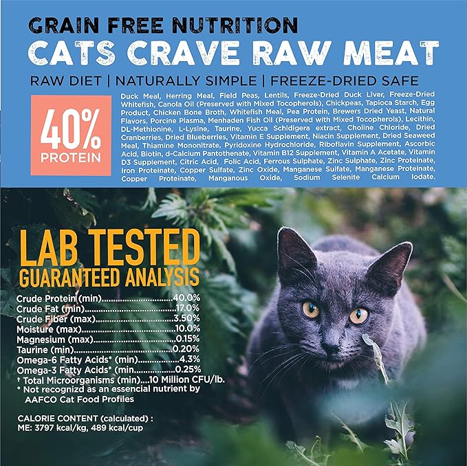 Nature's Diet Ultimate Raw : Cat Kibble with Freeze-Dried Raw Whitefish, Duck Liver, Bone Broth, Herring & Superfoods