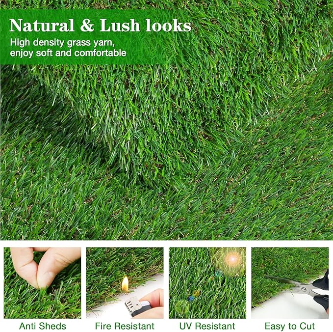 GLOBREEN Artificial Grass Pee Pads for Dogs Potty Training, 3FT X 5FT Fake Turf Outdoor Rugs for Pets Patio Balcony, with Drainage Hole