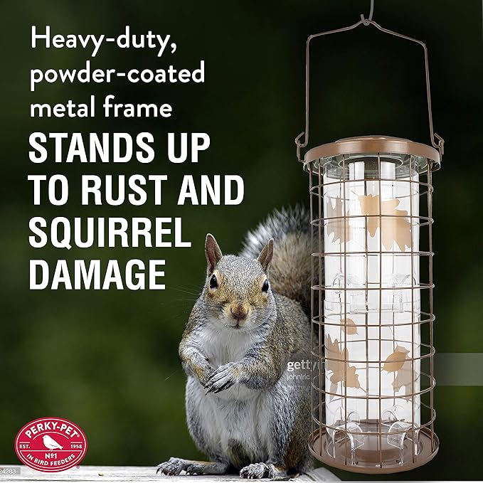 Perky-Pet Squirrel Stumper Wild Bird Feeder - Keep Squirrels Out - 8 Feeding Ports for Wild Birds - 3 lb Wild Bird Seed Capacity - 114B, Copper - Decor for Outdoors