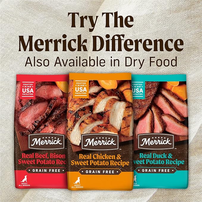 Merrick Grain Free Premium And Natural Canned Dog Food, Soft And Healthy Wet Recipe, Real Duck Dinner - (Pack of 12) 12.7 oz. Cans