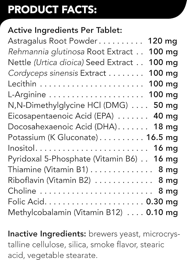 VetriScience Kidney Health Chewable Tablets, Renal Essentials Supplement for Dogs, Urinary Tract and Kidney Support with Mushroom, Astragalus Root, Nettle Seed and Herbs, Smoke, 60 Count